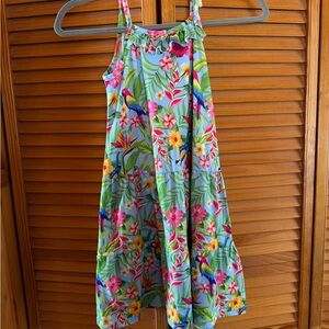 Tommy Bahama Blue Tropical Parrot Floral Girls' Casual Dress